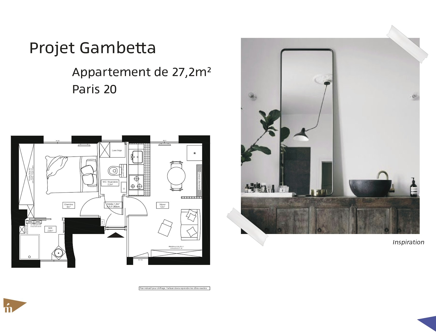 photo Projet Gambetta - Appartement 27,2 m² - Paris 20 Léa Mast - Architecte hemea