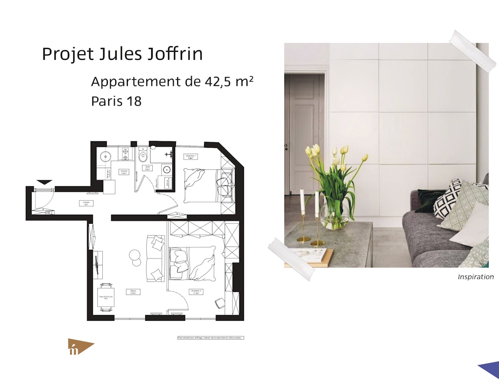 photo Projet Jules Joffrin - Appartement de 42,5m² - Paris 18 Léa Mast - Architecte d'intérieur hemea