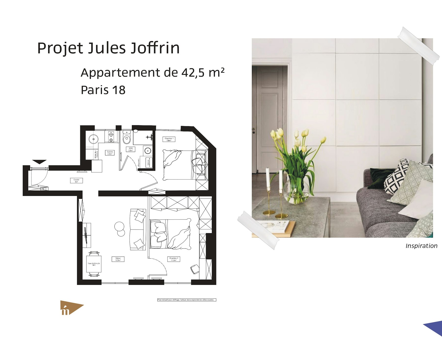 photo Projet Jules Joffrin - Appartement de 42,5m² - Paris 18 Léa Mast - Architecte hemea