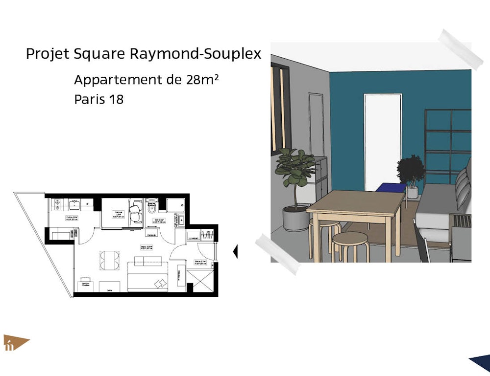 photo Projet Square Raymond-Souplex - 48m² - Paris 18 Léa Mast - Architecte d'intérieur hemea