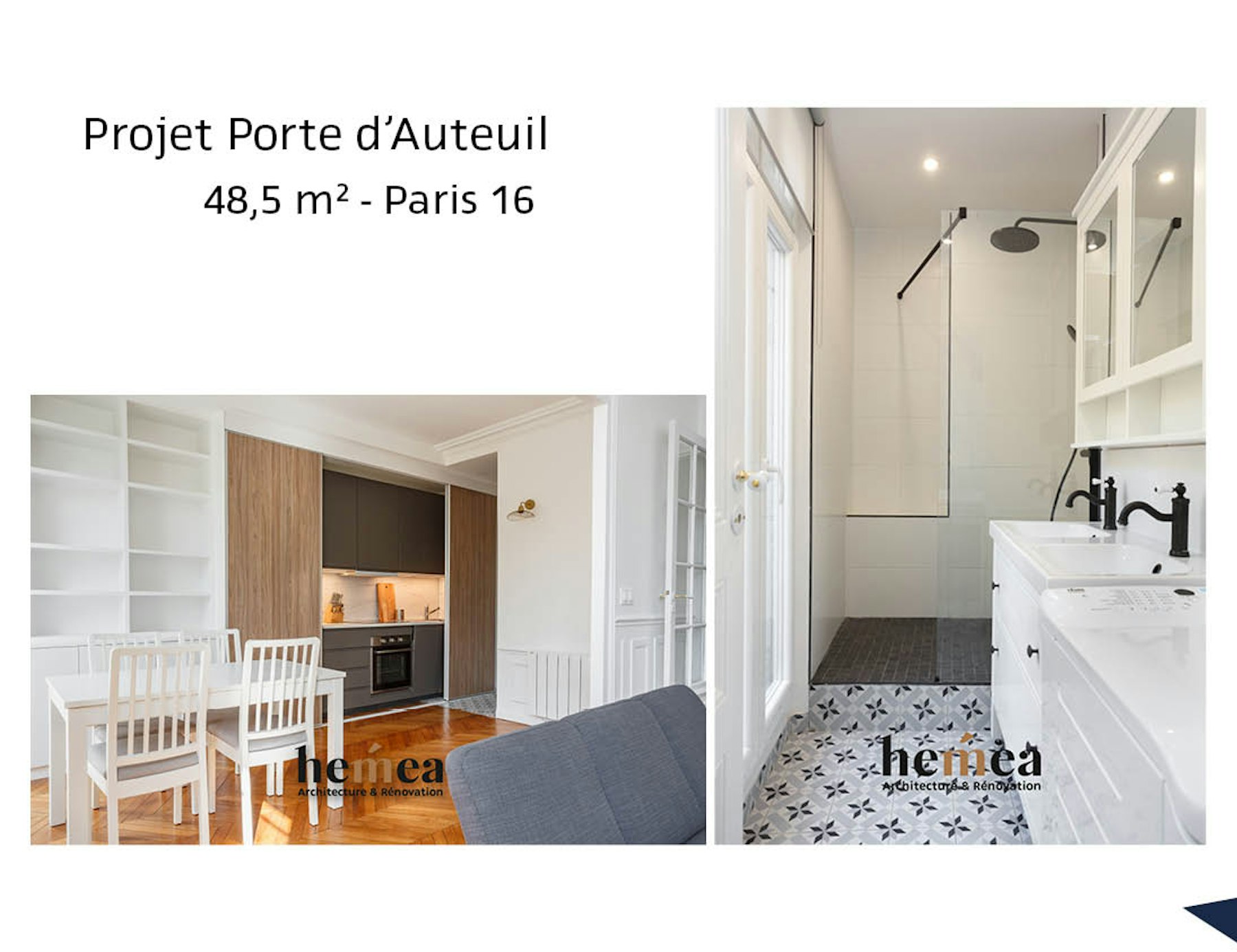 photo Projet Porte d'Auteuil - 48,5m² - Paris 16 Léa Mast - Architecte hemea
