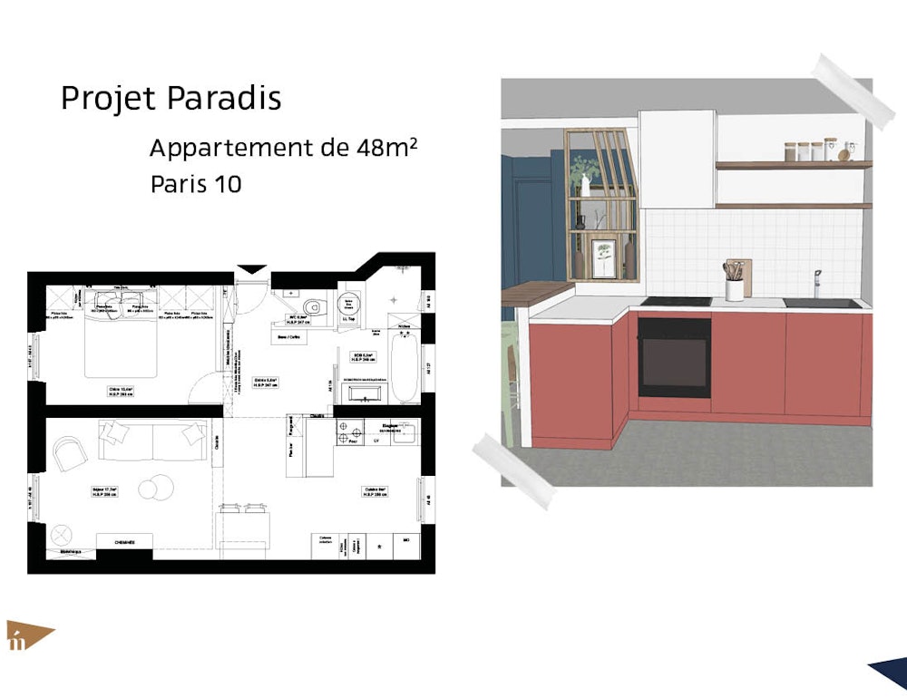 photo Projet Paradis - 48m² - Paris 10 Léa Mast - Architecte d'intérieur hemea