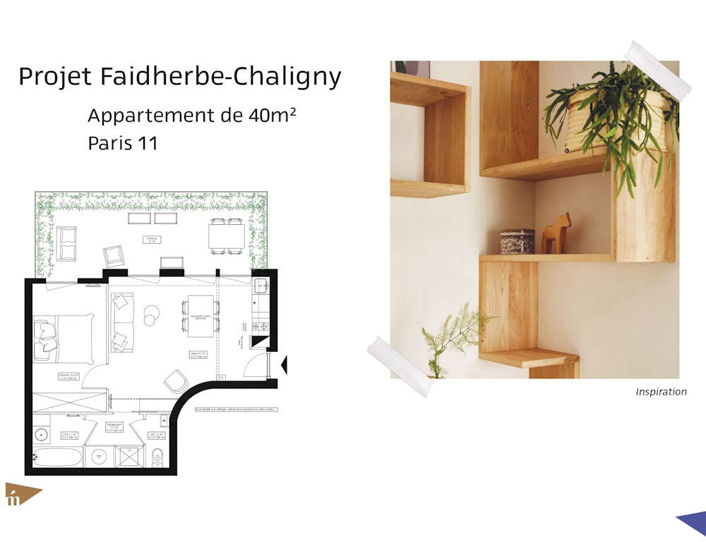 photo Projet Faidherbe-Chaligny - Appartement de 40m² - Paris 11 Léa Mast - Architecte d'intérieur hemea