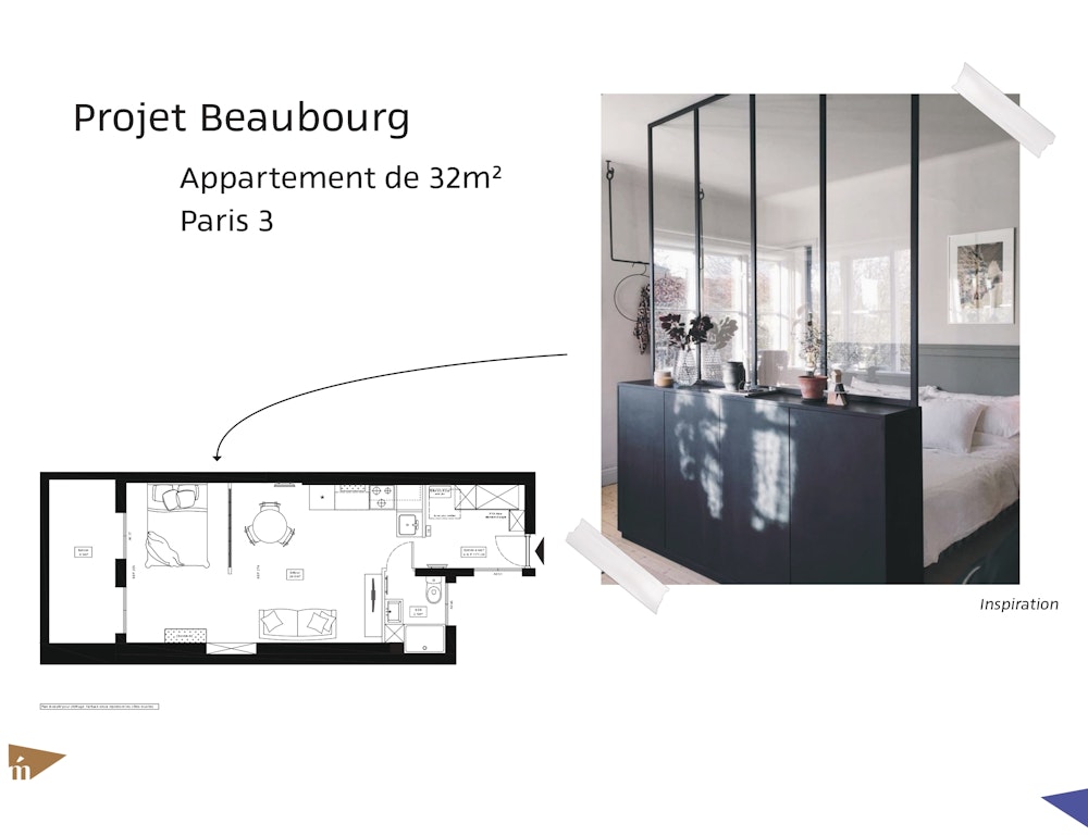 photo Projet Beaubourg - Appartement 32 m² - Paris 3 Léa Mast - Architecte d'intérieur hemea