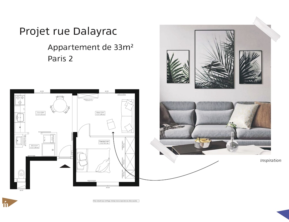 photo Projet rue Dalayrac - T2 33 m² - Paris 2 Léa Mast - Architecte d'intérieur hemea
