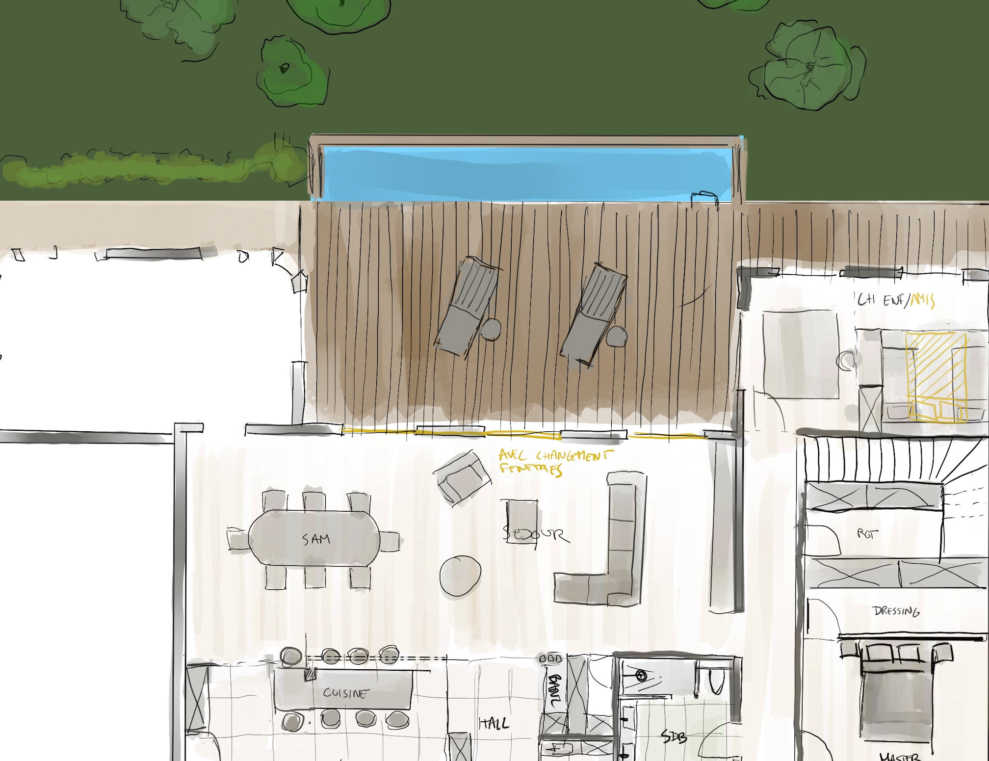 photo Esquisse plan I Maison individuelle à Charbonnières-les-bains Nicolas Kinski, Architecte d'intérieur hemea