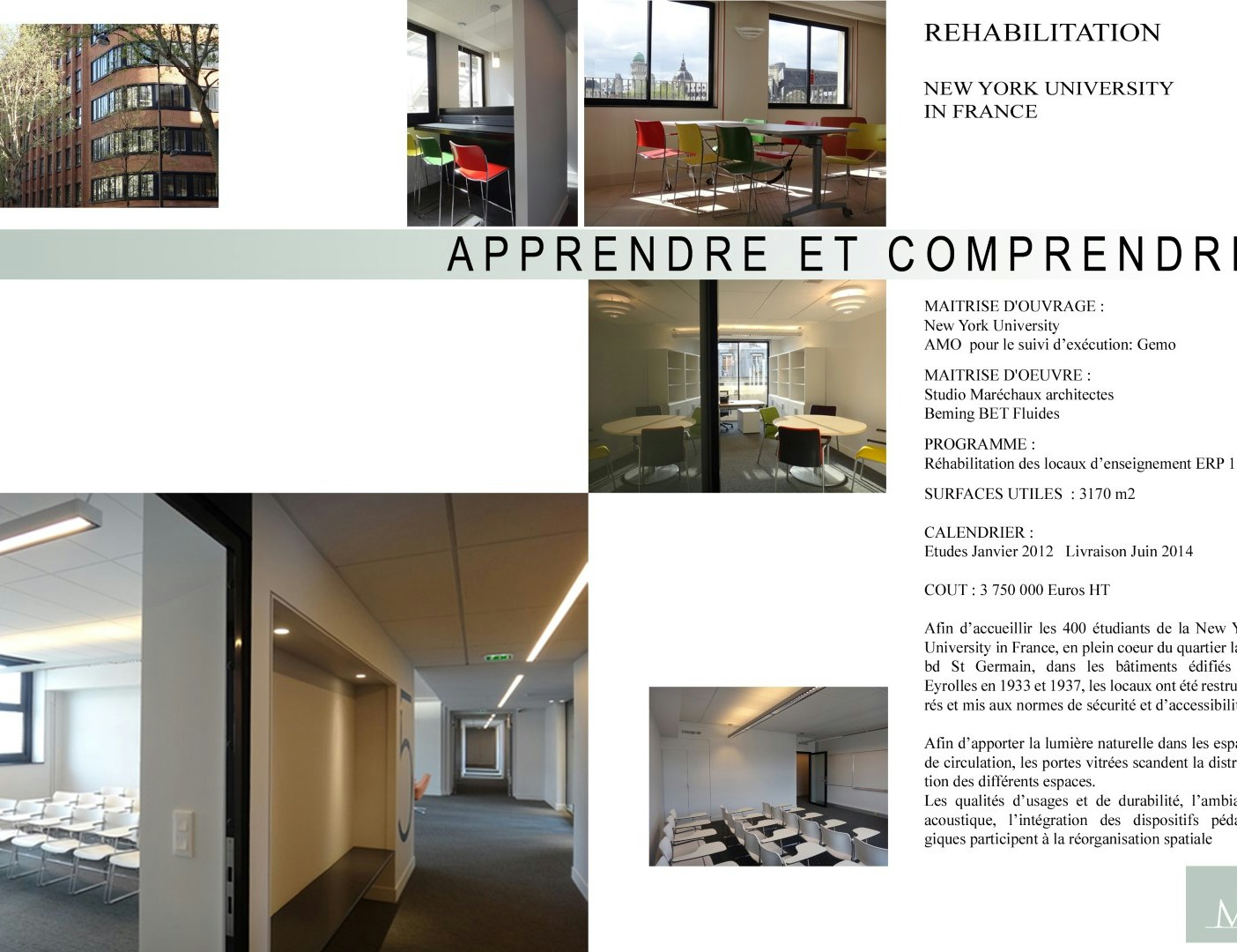 photo Réhabilitation école supérieure Studio Marechaux